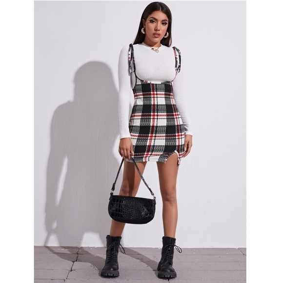 Plaid Pinacore Mini Dress - Picture 3 of 9